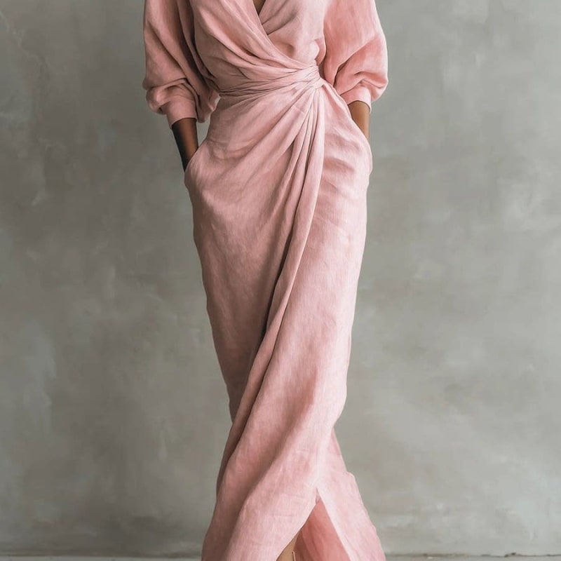 Women's Linen Wrap Maxi Dress | Zipporah_1