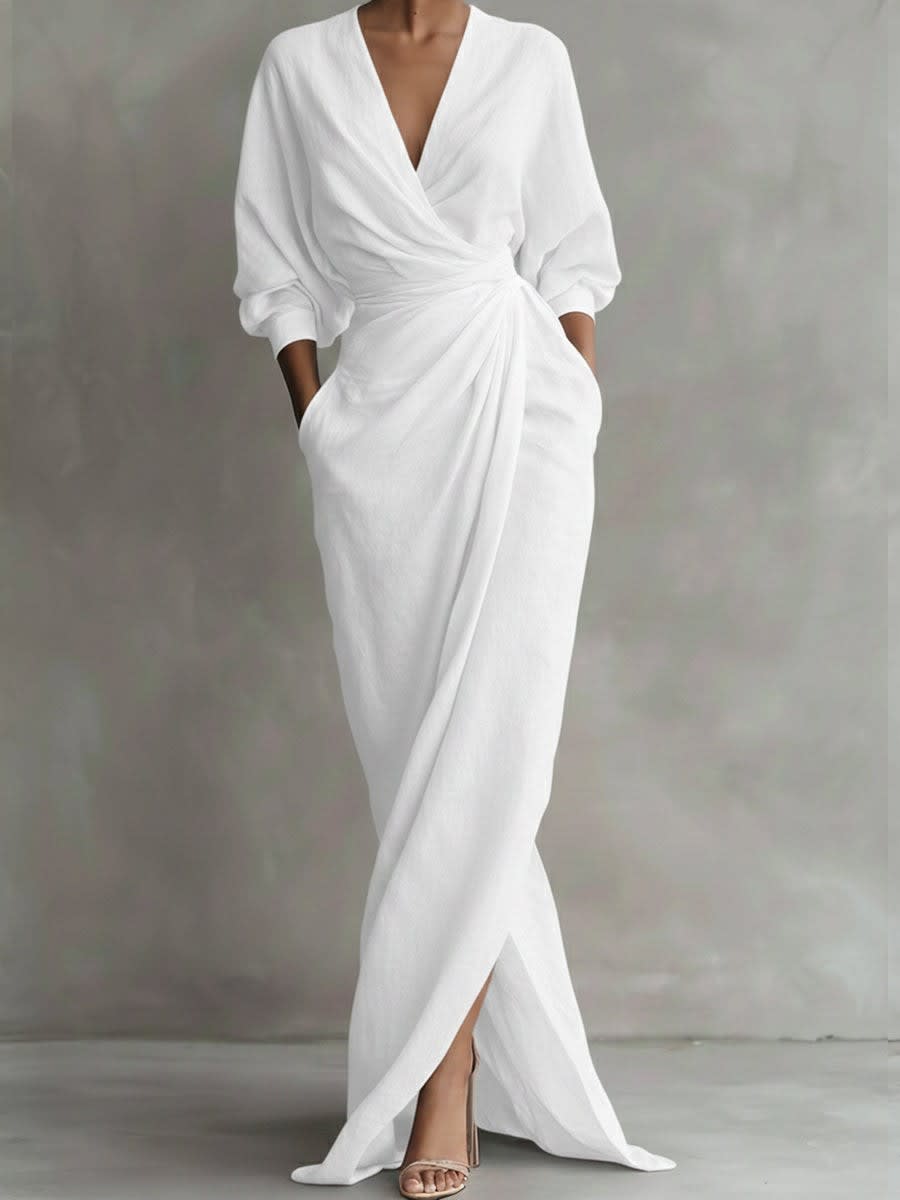 Women's Linen Wrap Maxi Dress | Zipporah_4