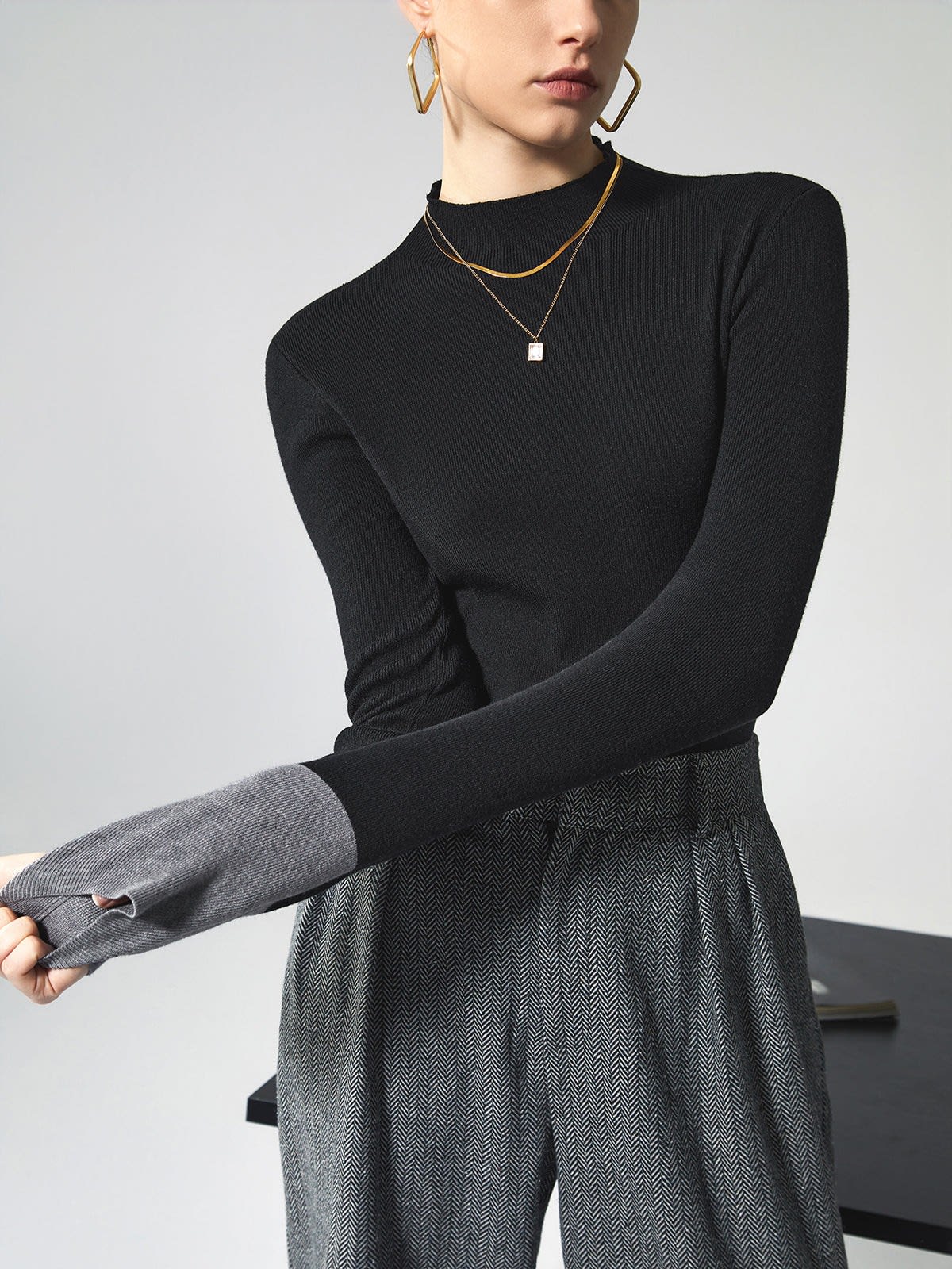 Women's Contrast Cuff Knit Jumper | Steren_3