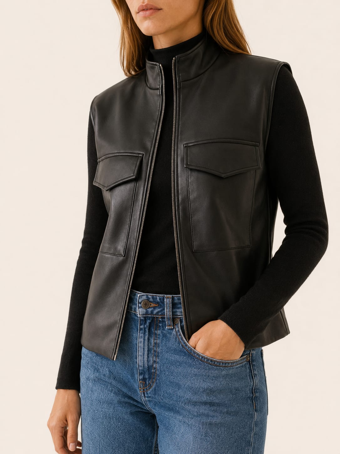 Women's Utility Vest Jacket with Zip Front and Pockets | Mia Carter_4