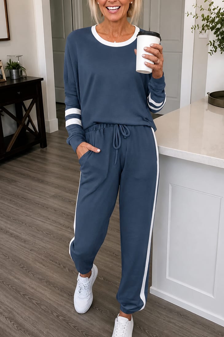 Women's Striped Trim Jogger Lounge Set | Jill_13