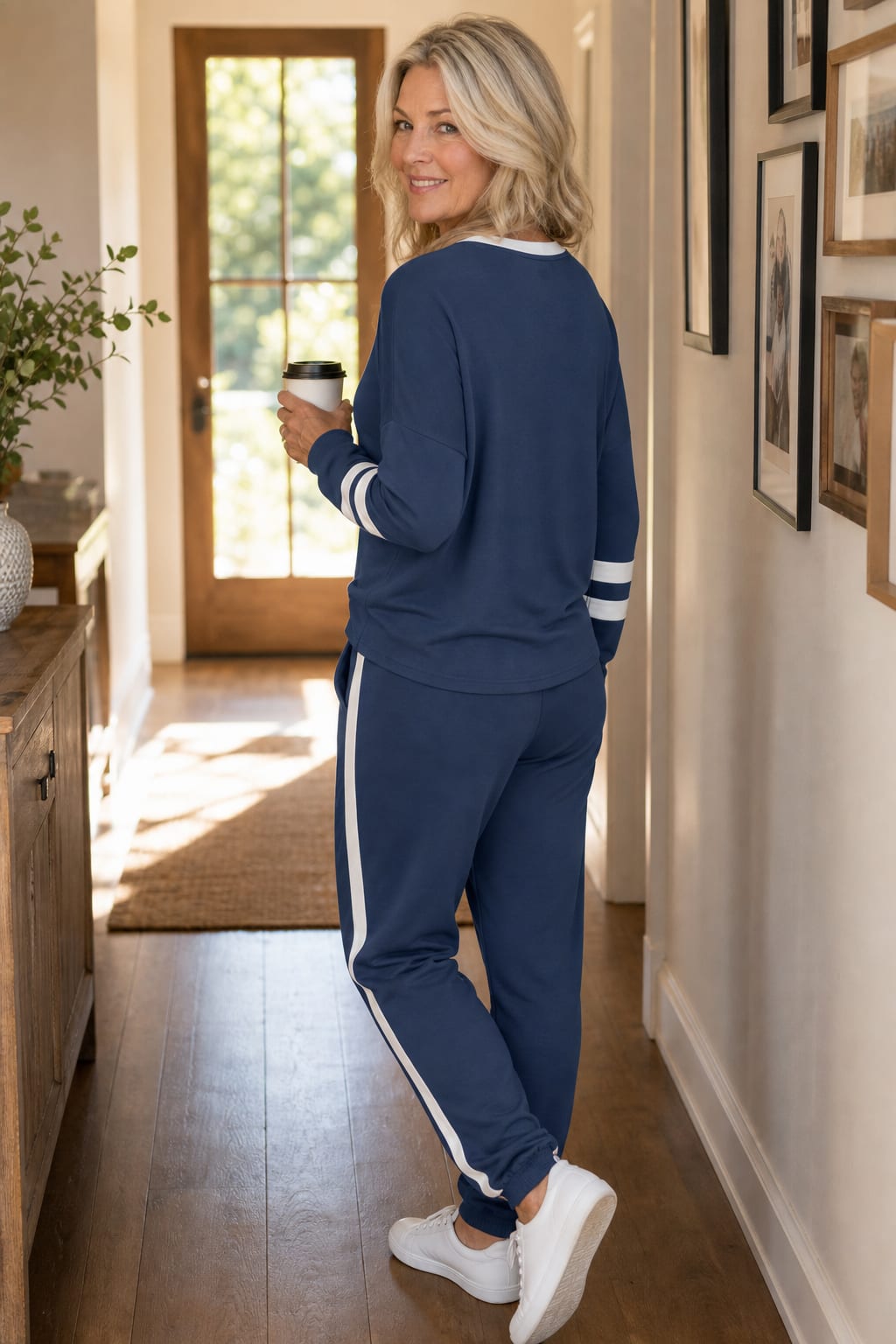 Women's Striped Trim Jogger Lounge Set | Jill_5