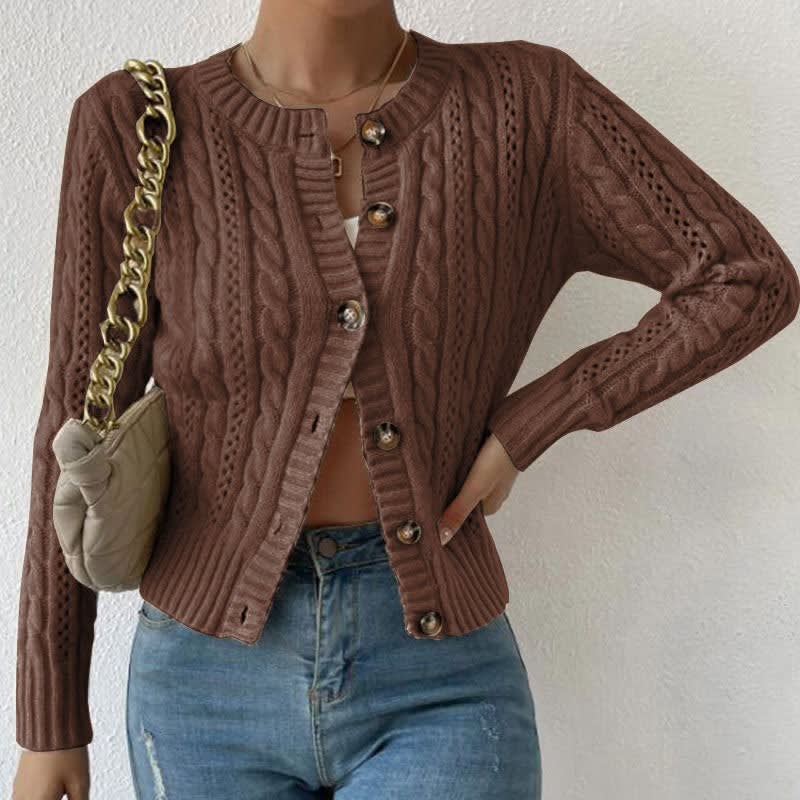 Women's Cable Knit Cropped Cardigan | Eveline_4