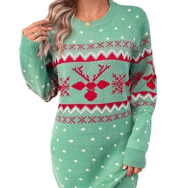 Women's Reindeer Christmas Jumper Dress | Simone_5