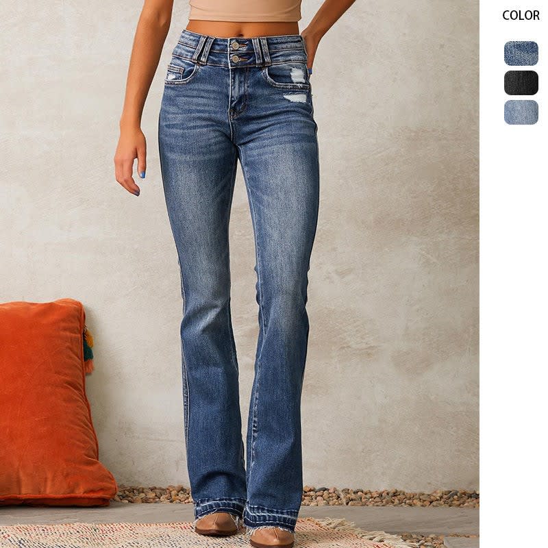Women's Ripped High Waist Flared Jeans | Alice_1