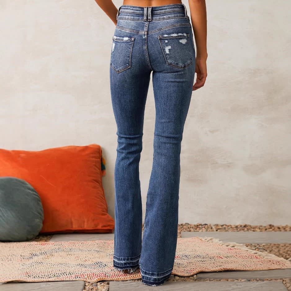 Women's Ripped High Waist Flared Jeans | Alice_4
