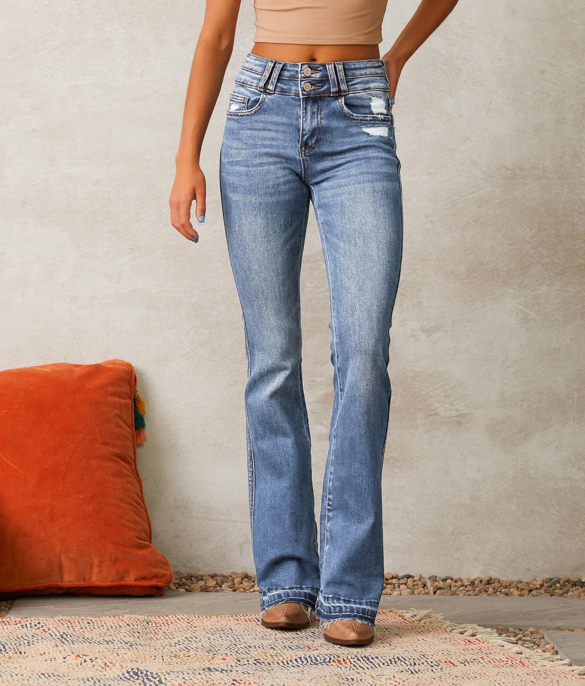 Women's Ripped High Waist Flared Jeans | Alice_7