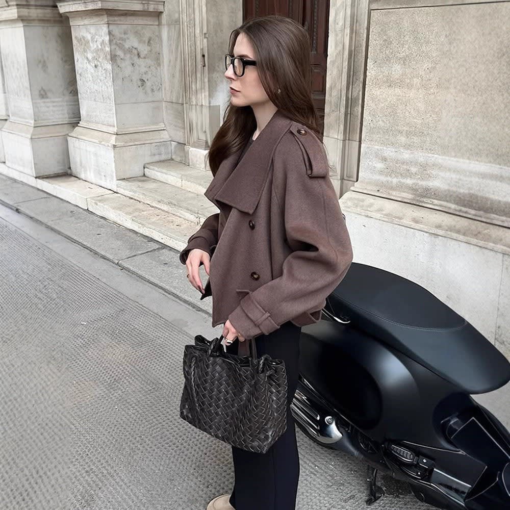 Women's Cropped Epaulette Pea Coat | Margot_2