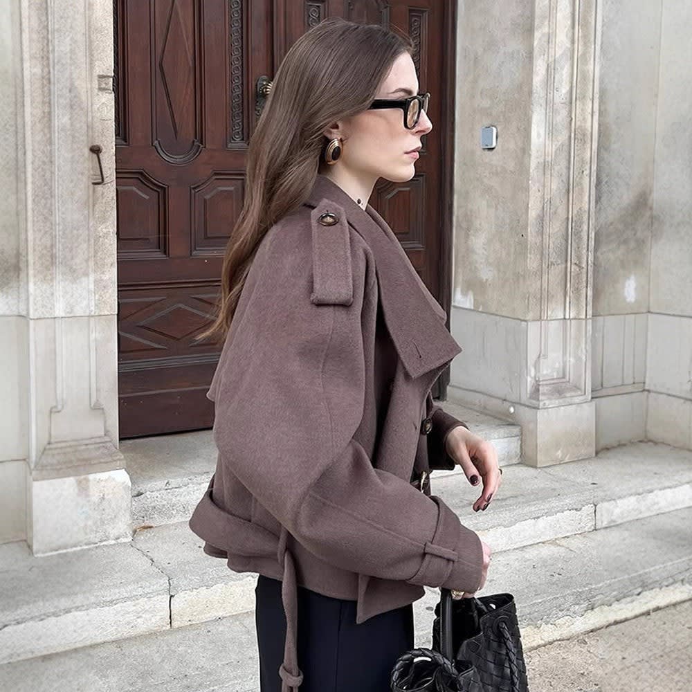 Women's Cropped Epaulette Pea Coat | Margot_3