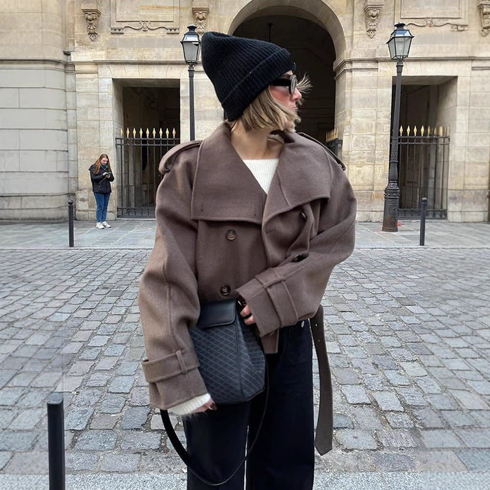 Women's Cropped Epaulette Pea Coat | Margot_4