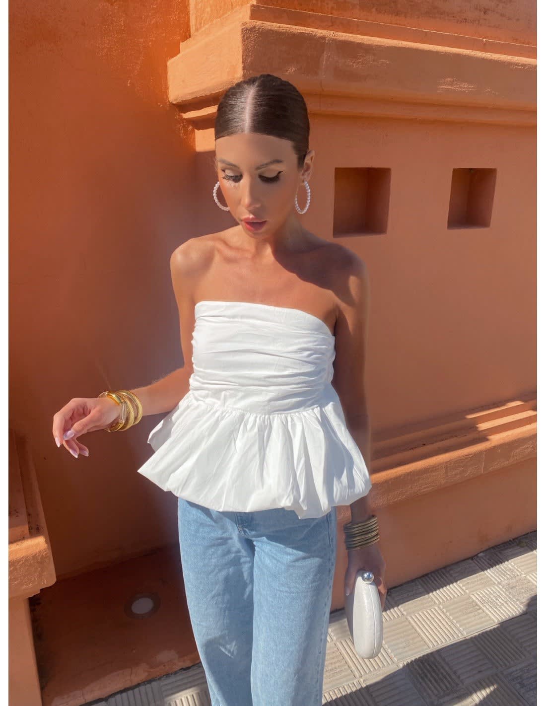 Women's Strapless Peplum Top | Miranda_4