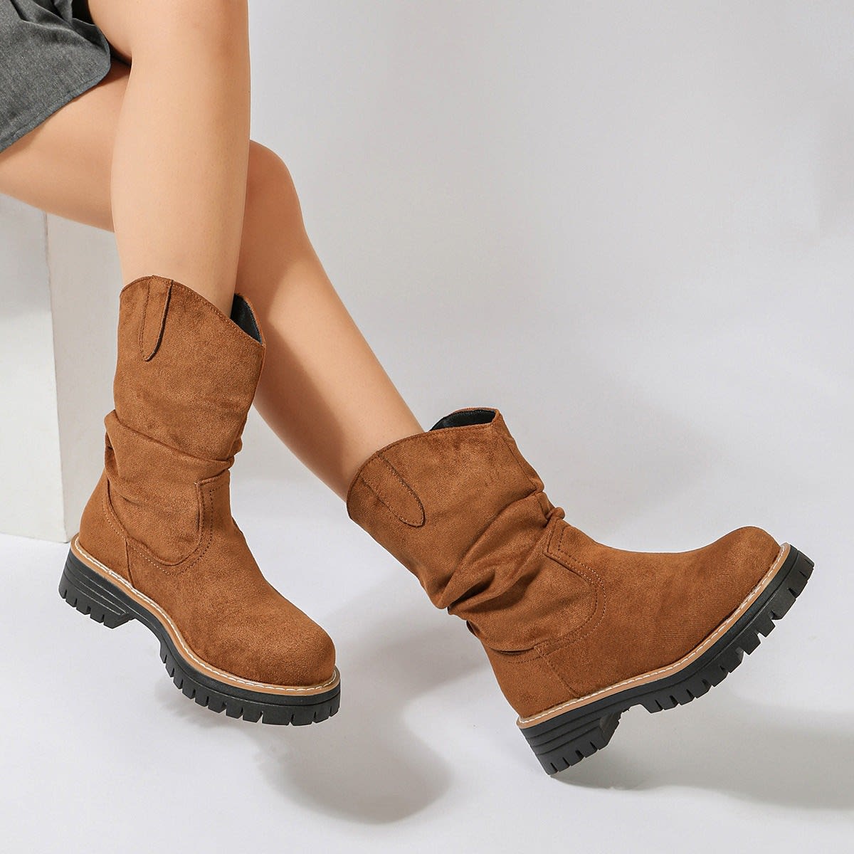 Women's Suede Slouch Mid Calf Boots | Portia_2