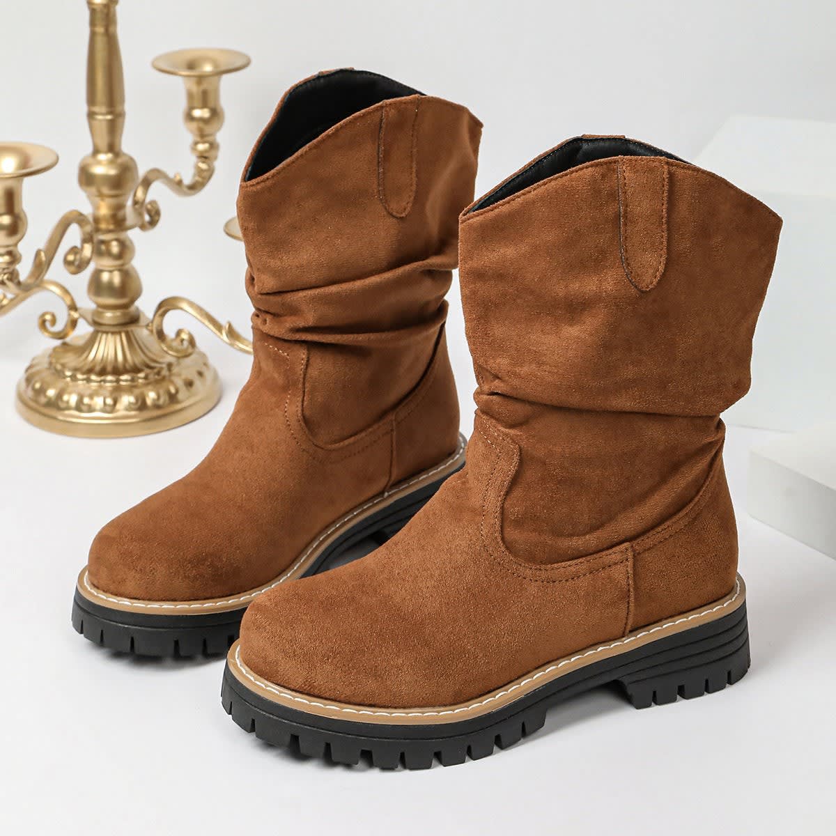 Women's Suede Slouch Mid Calf Boots | Portia_4