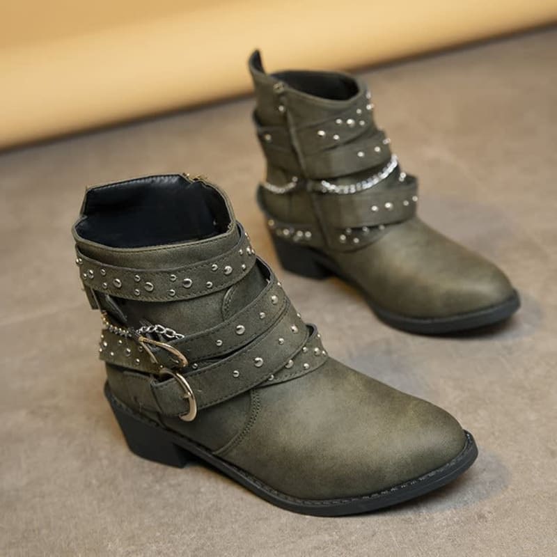 Women's Studded Buckle Ankle Boots | Eloise_1