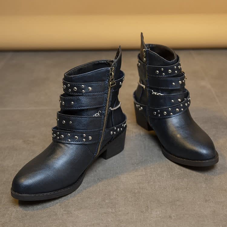 Women's Studded Buckle Ankle Boots | Eloise_5