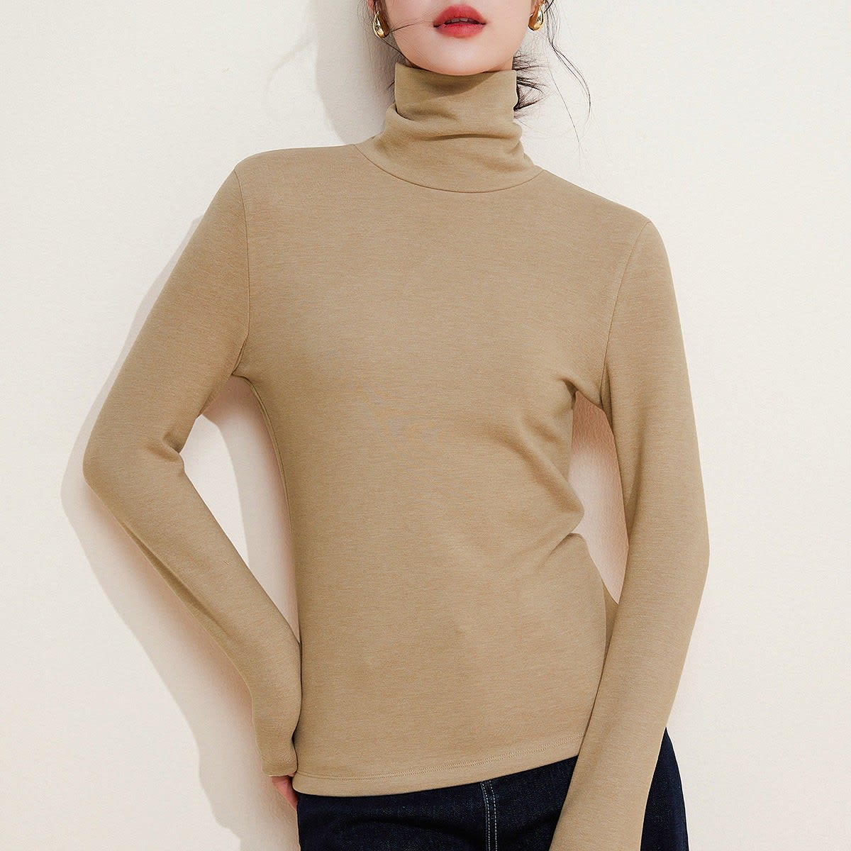 Women's Fleece Lined Turtleneck Thermal Top | Tina_11