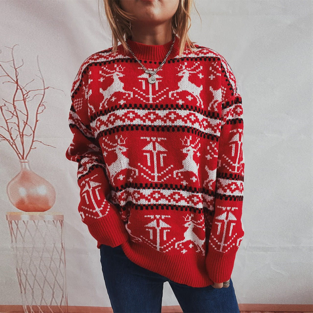 Women's Nordic Reindeer Christmas Jumper | Lola_4