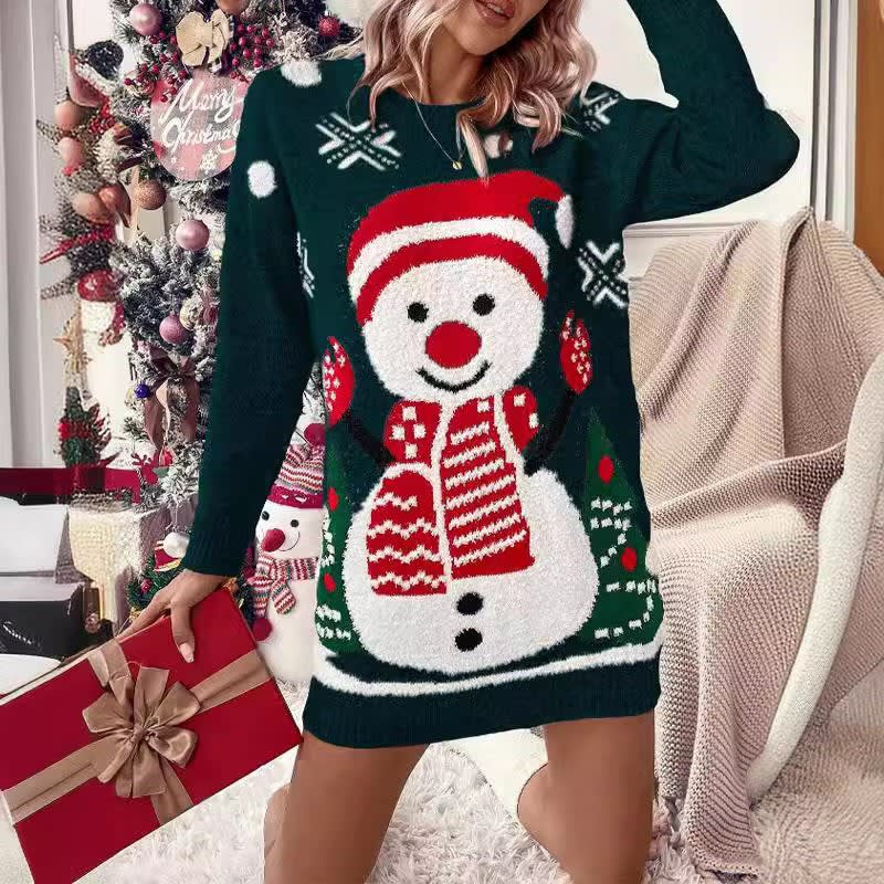 Women's Snowman Longline Christmas Jumper | Cleo_4
