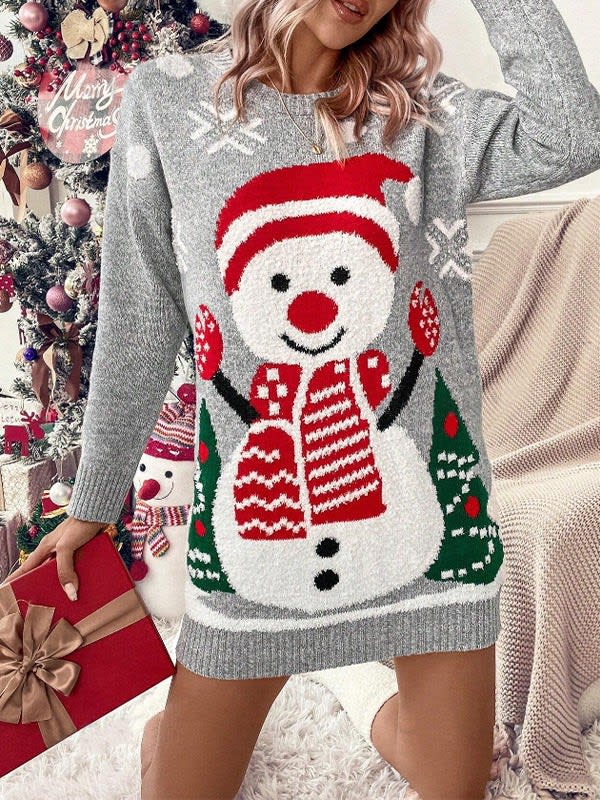 Women's Snowman Longline Christmas Jumper | Cleo_9