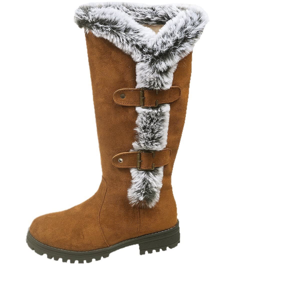 Women's Faux Fur Trim Knee High Boots | Eden_5