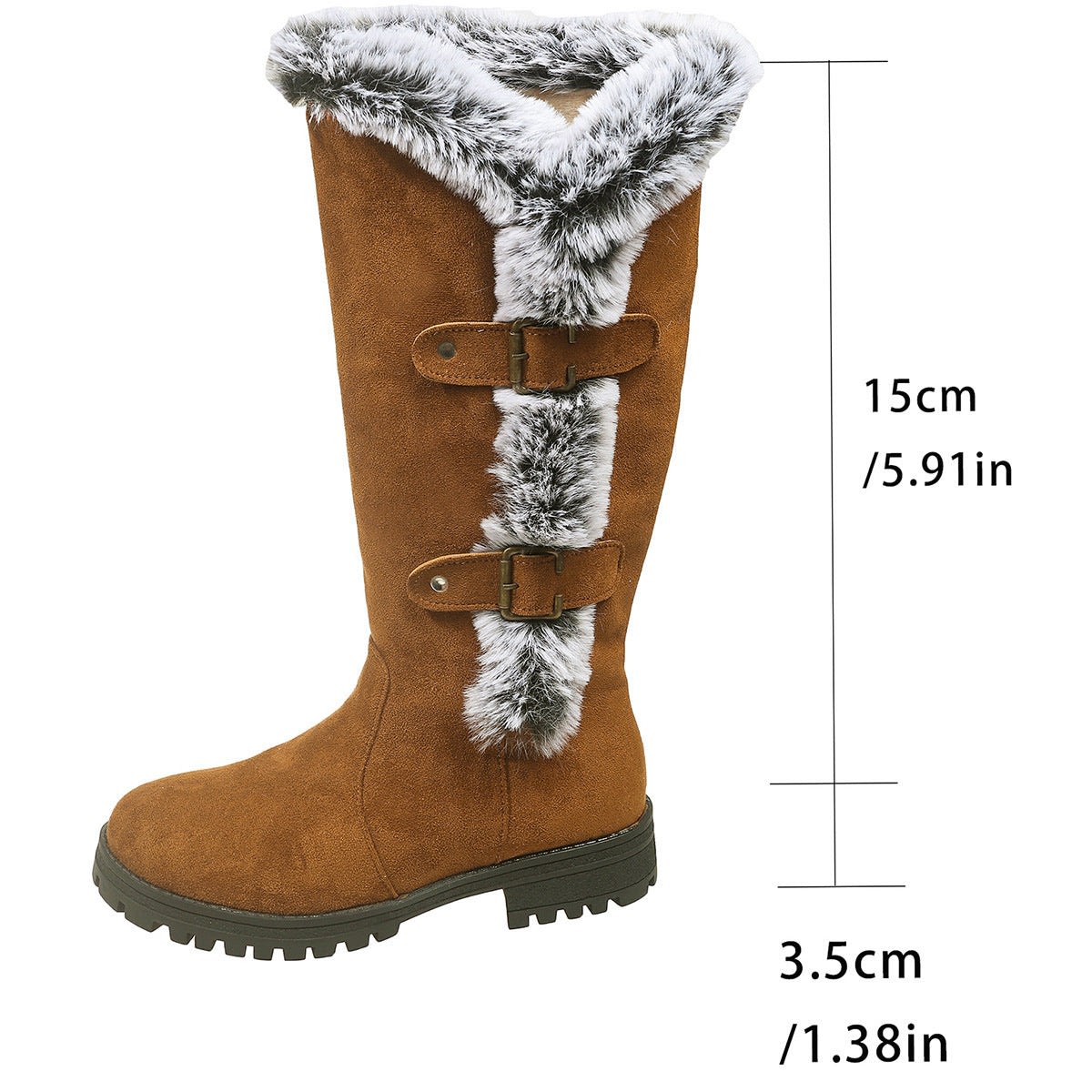 Women's Faux Fur Trim Knee High Boots | Eden_7