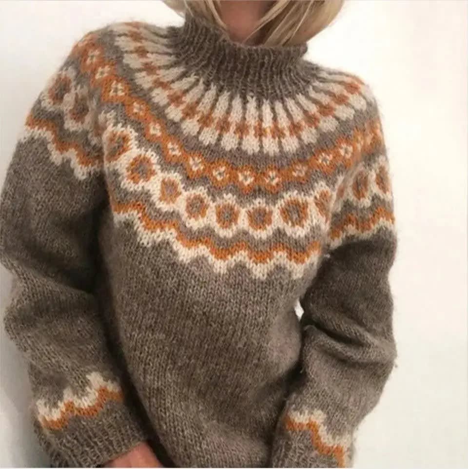 Women's Nordic Pattern Roll Neck Jumper | Iris_2