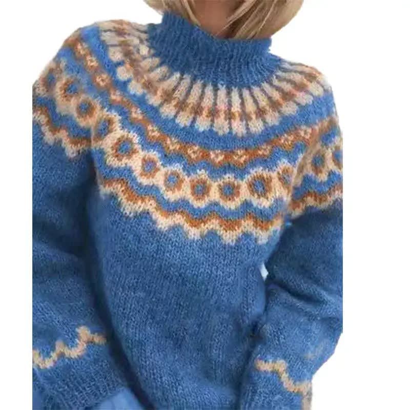 Women's Nordic Pattern Roll Neck Jumper | Iris_3