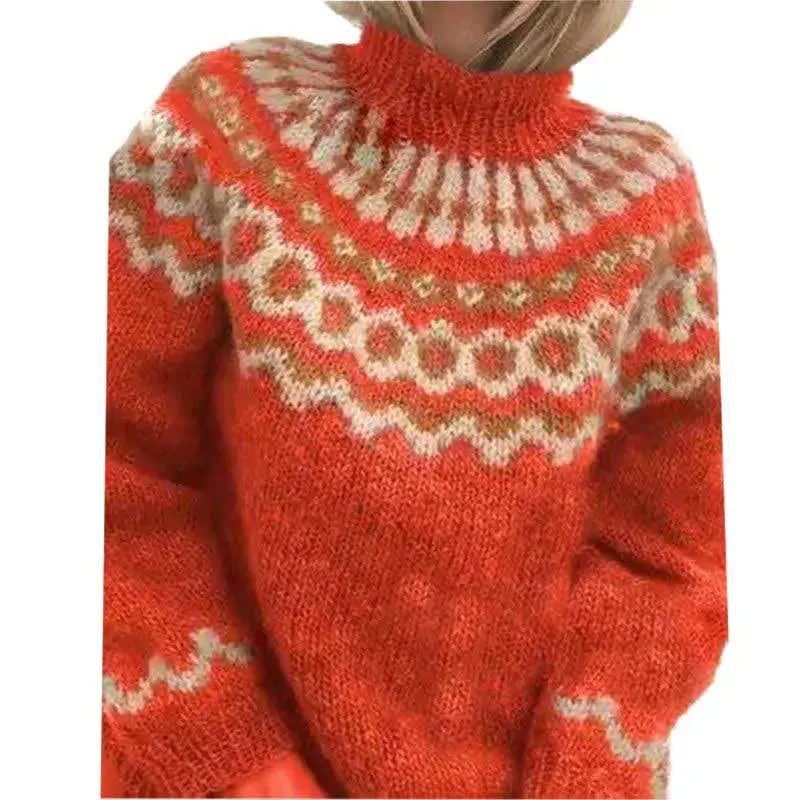 Women's Nordic Pattern Roll Neck Jumper | Iris_4