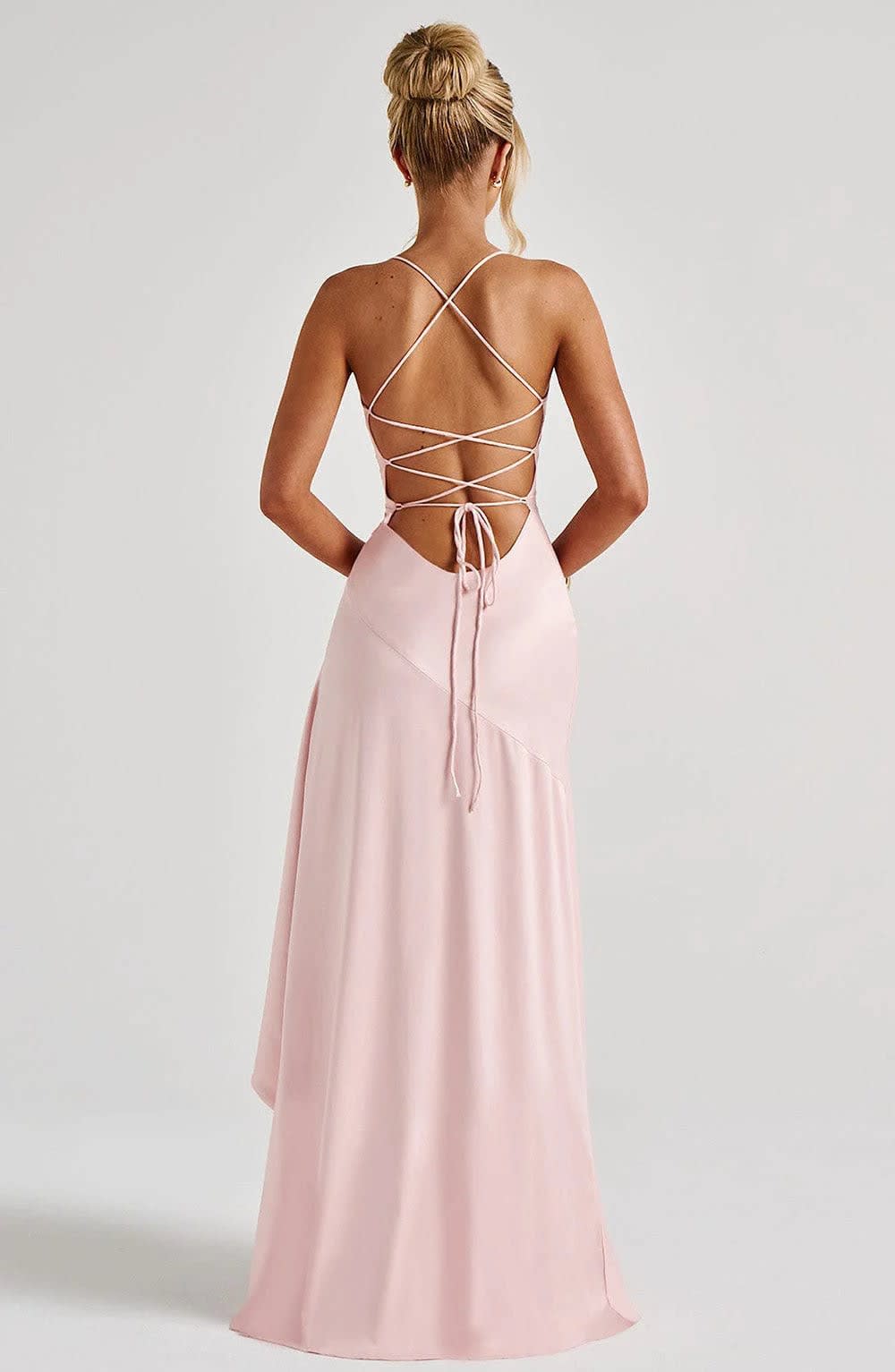 Women's Satin Ruffle Split Maxi Dress | Magdalena_2