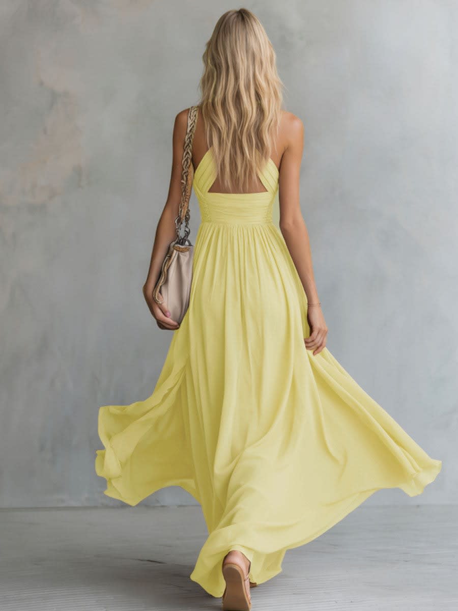 Women's Halter V-Neck Maxi Dress | Olivia Porter_7