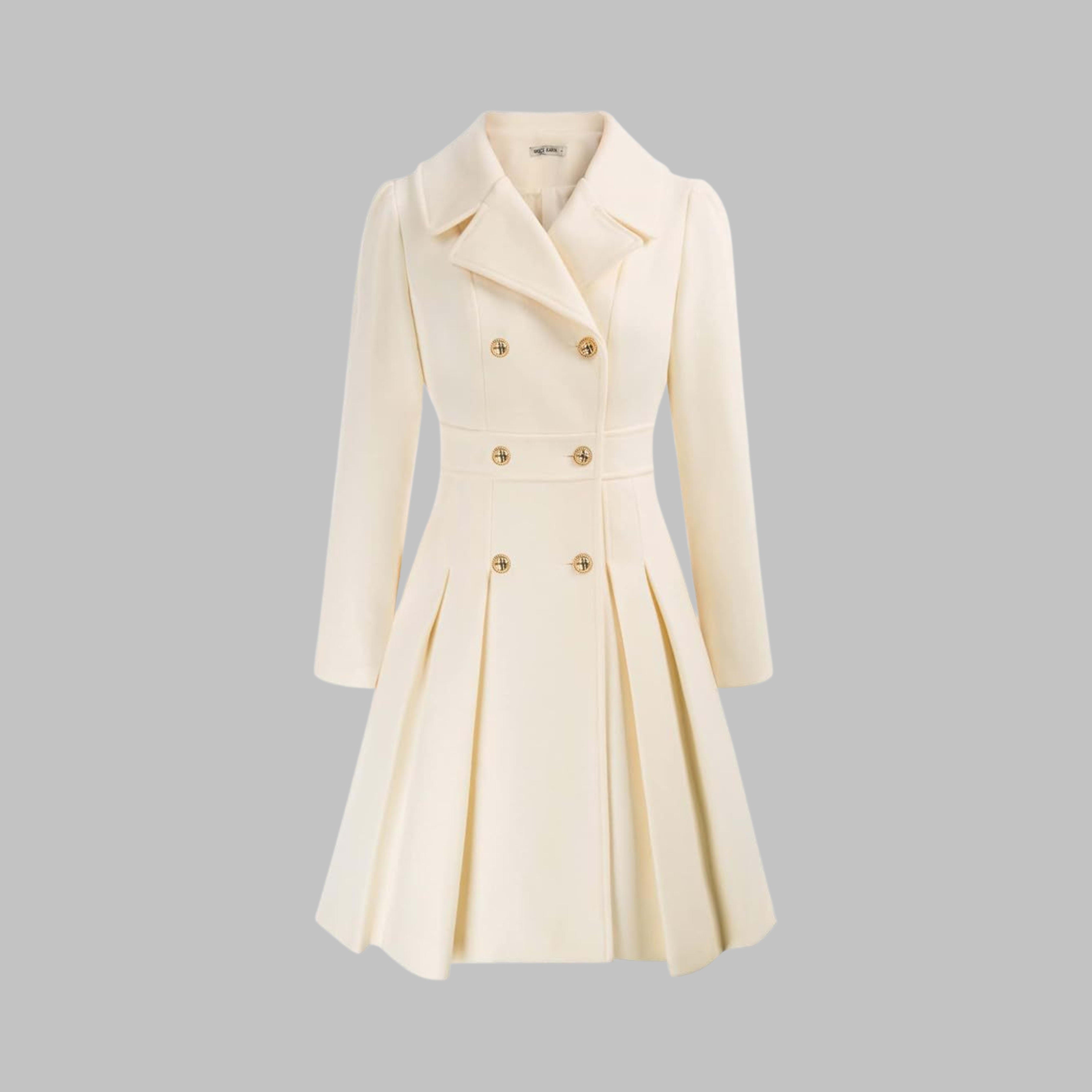 Women's Double-Breasted Pleated Coat | Lois_11