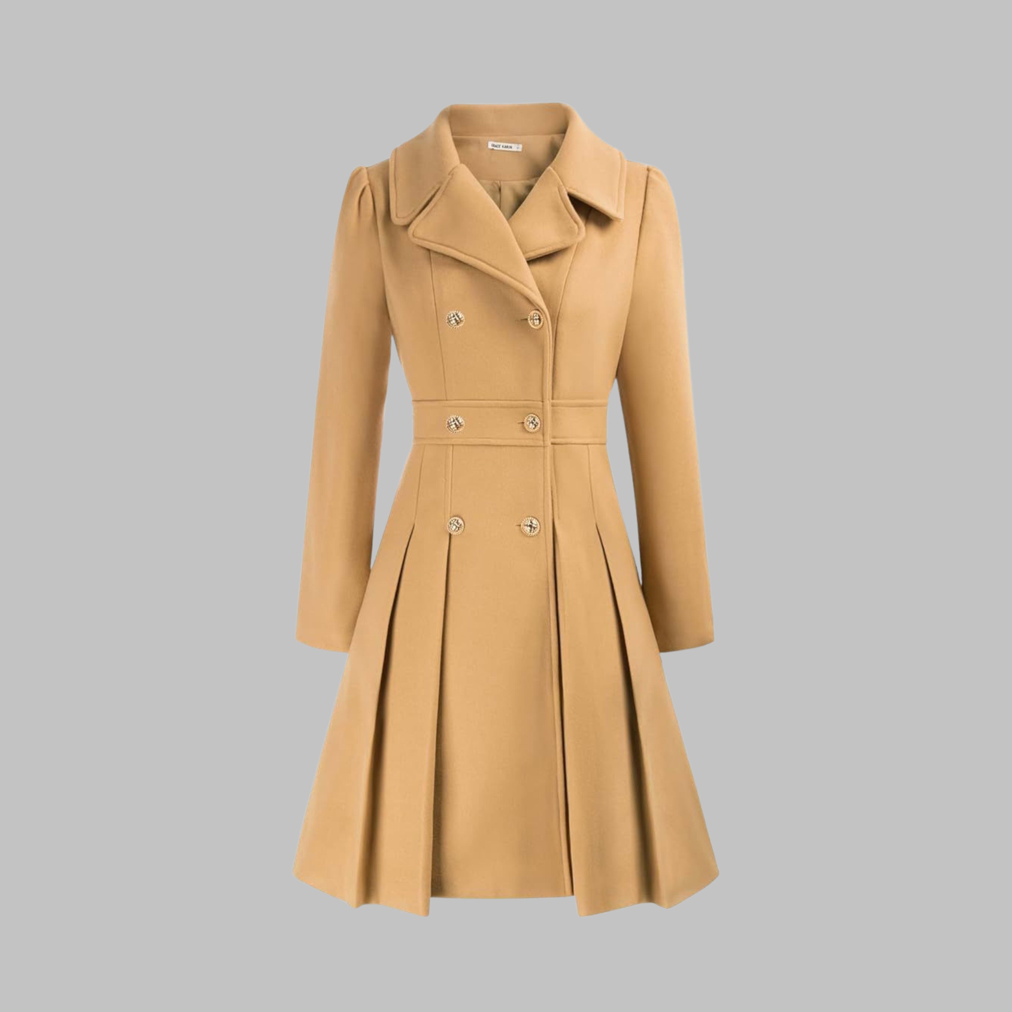 Women's Double-Breasted Pleated Coat | Lois_14