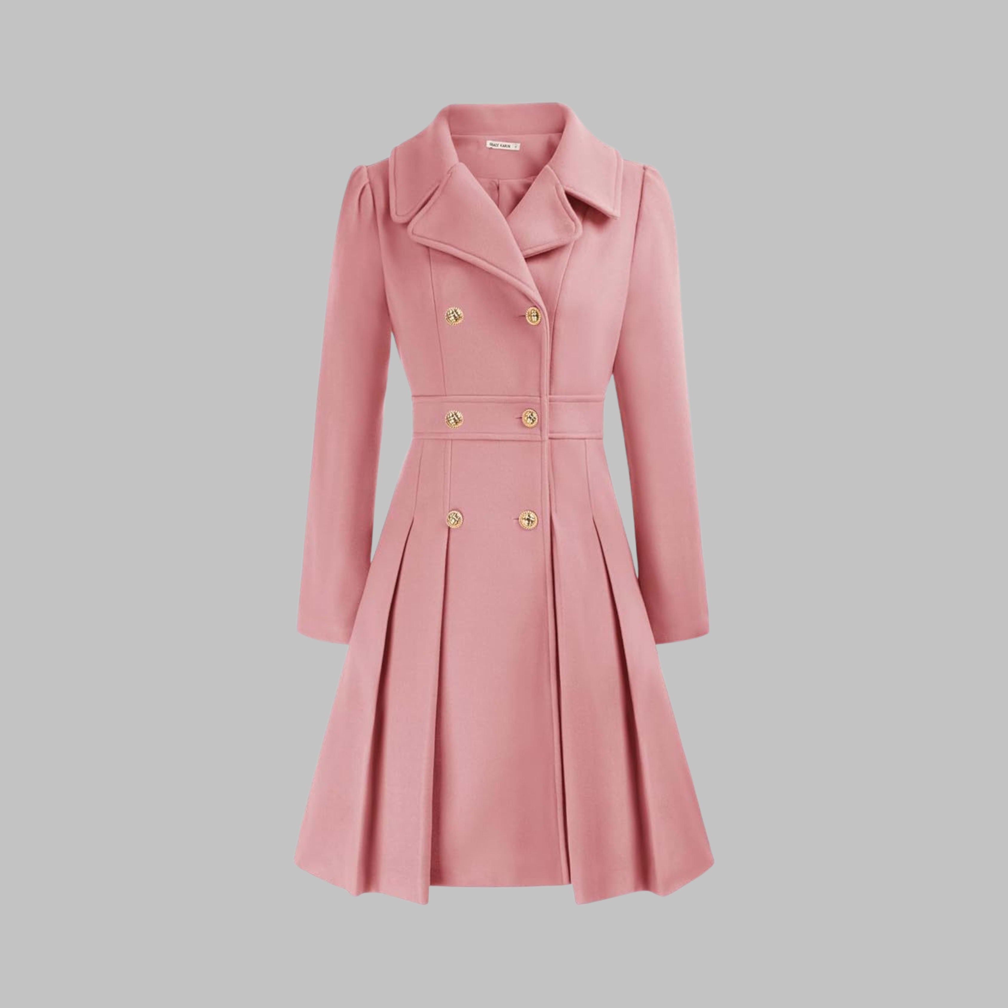 Women's Double-Breasted Pleated Coat | Lois_15