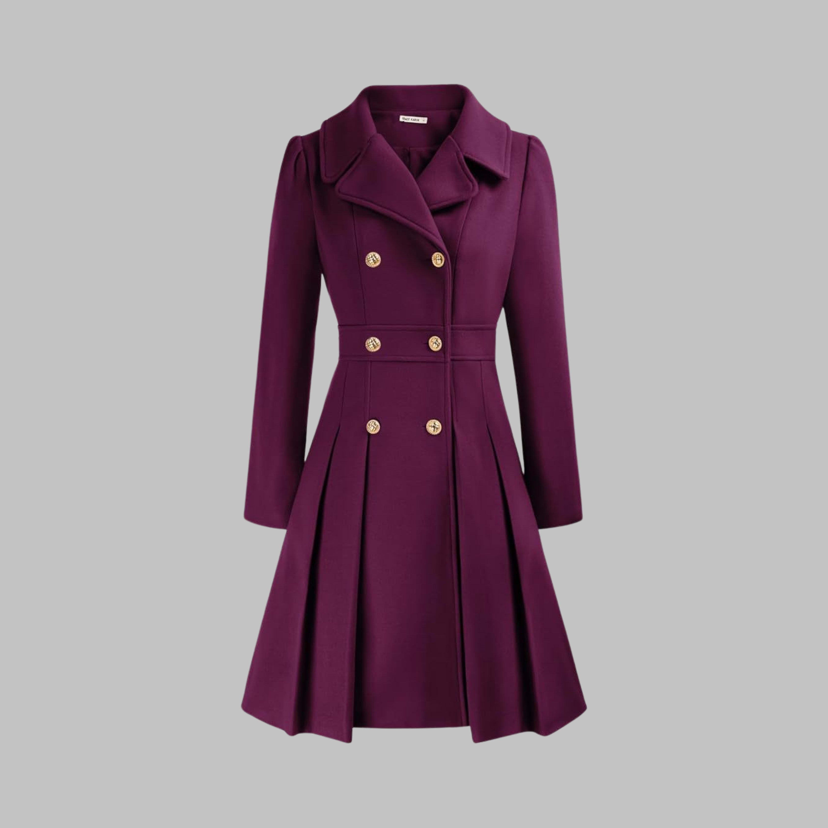 Women's Double-Breasted Pleated Coat | Lois_16
