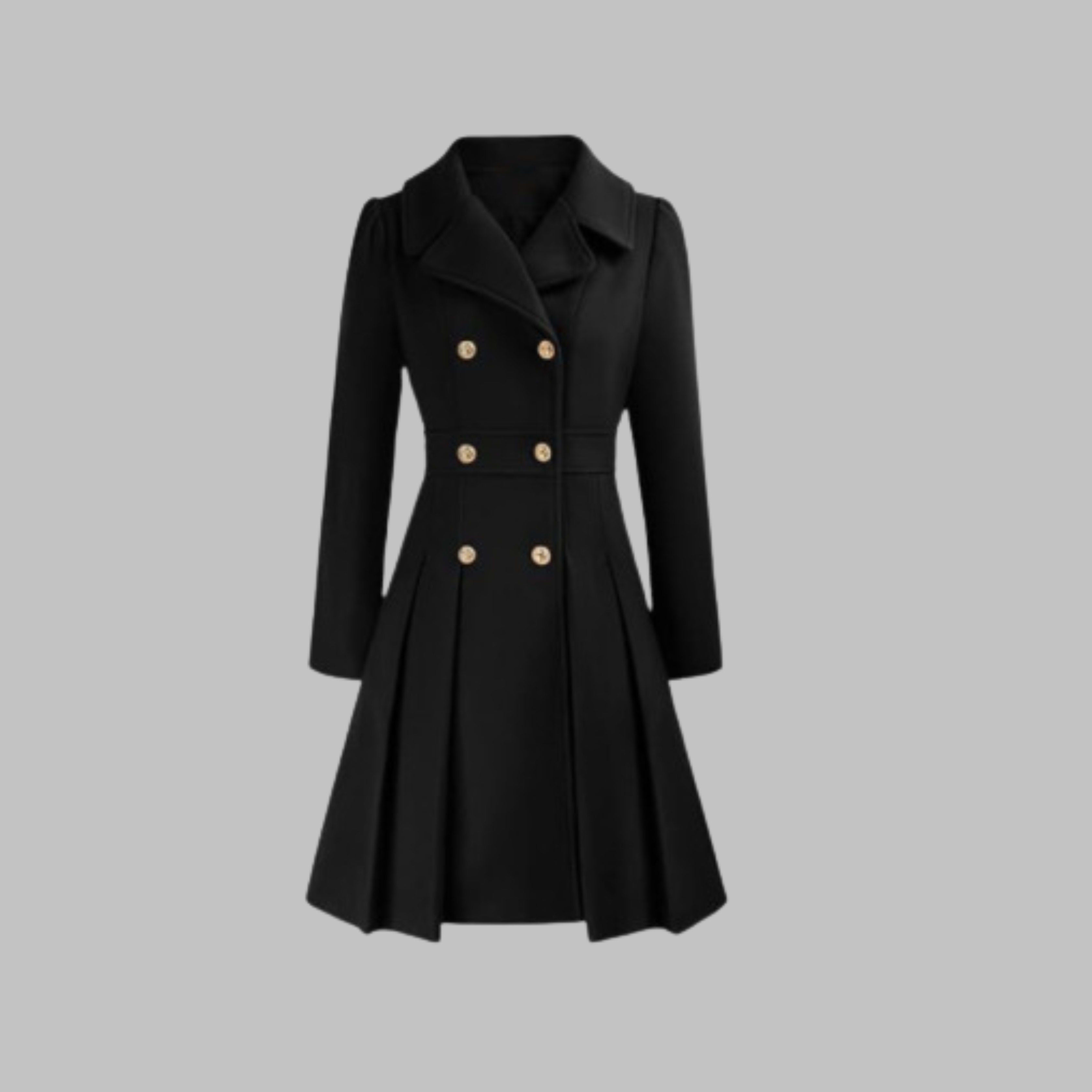 Women's Double-Breasted Pleated Coat | Lois_19