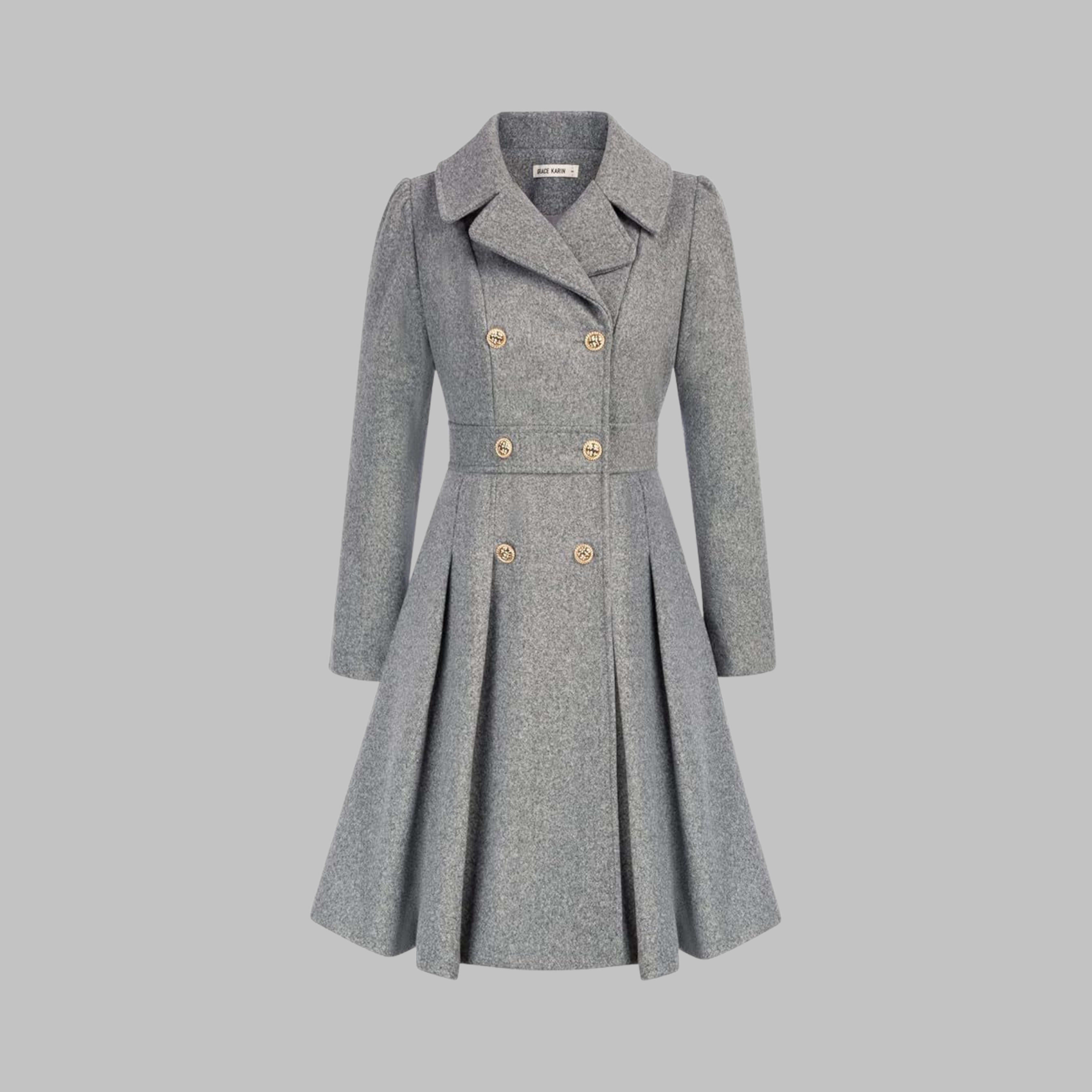 Women's Double-Breasted Pleated Coat | Lois_5
