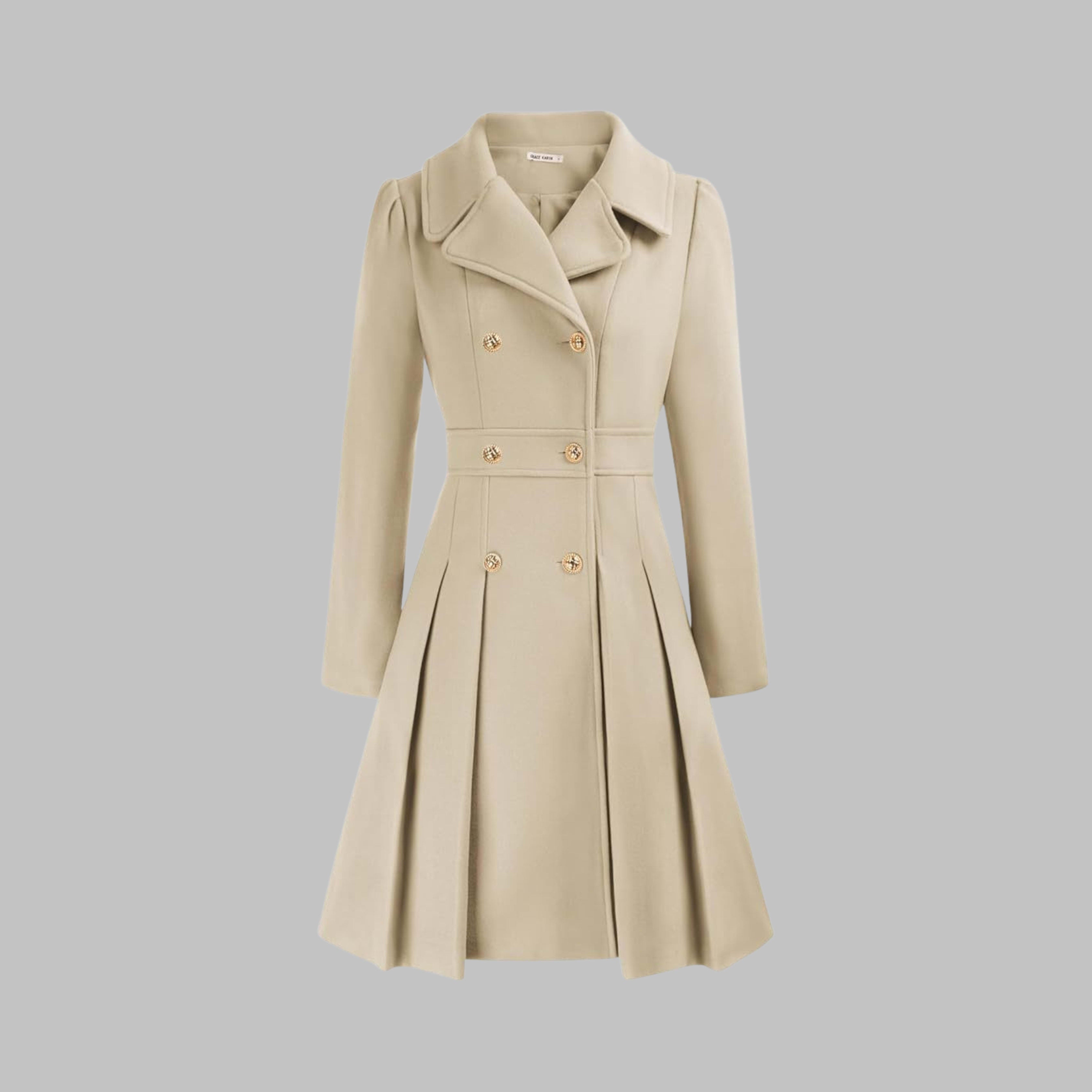 Women's Double-Breasted Pleated Coat | Lois_6