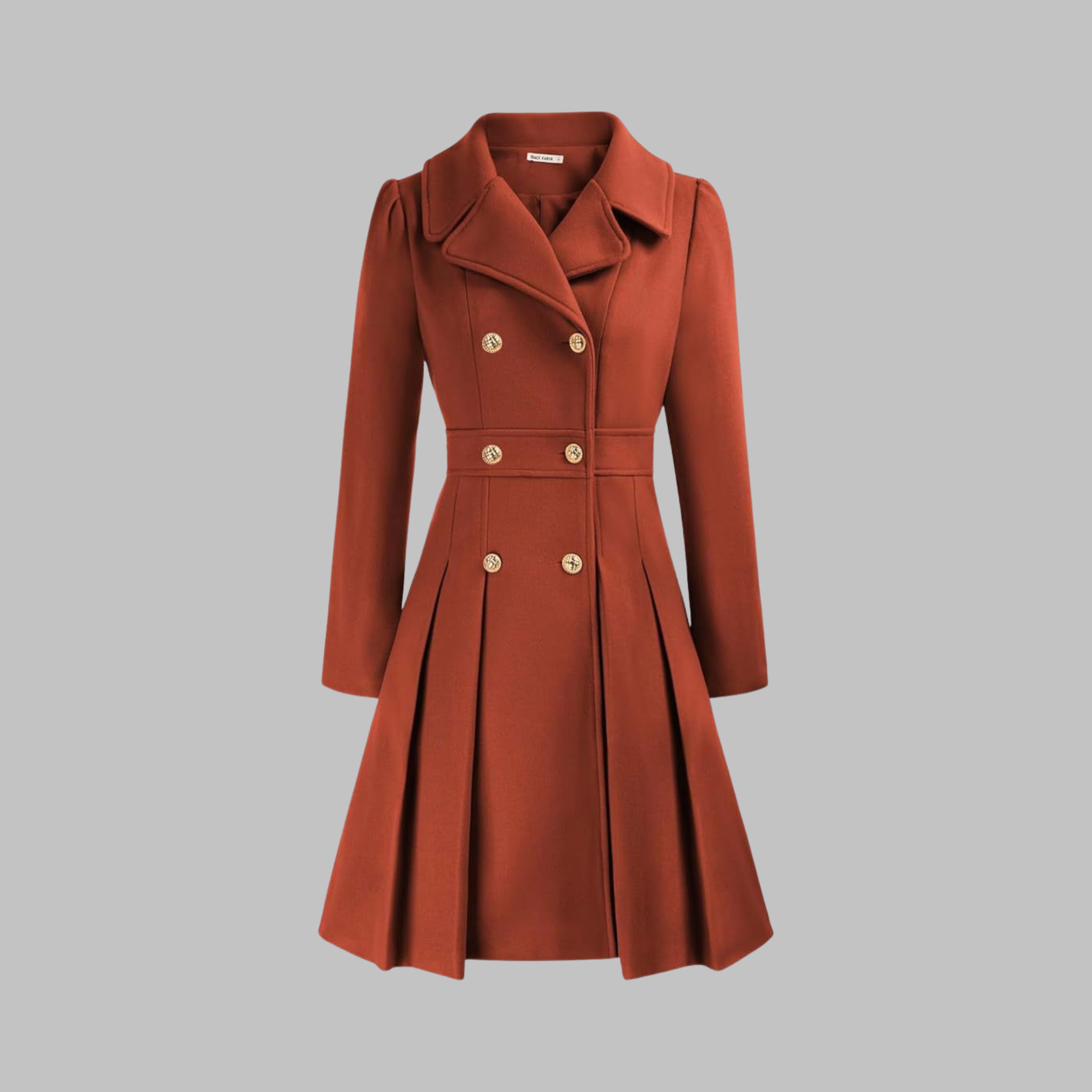 Women's Double-Breasted Pleated Coat | Lois_8