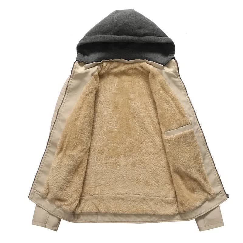 Men's Faux Leather Hooded Moto Jacket | Merrick_5