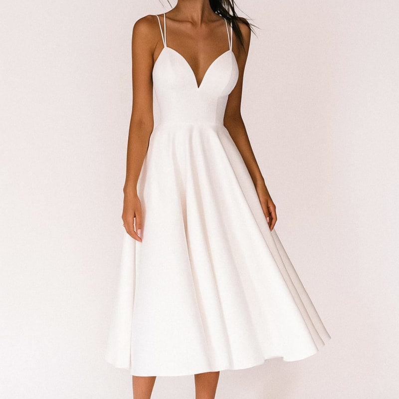 Women's Wedding Guest Midi Dress with Criss-Cross Back | Ava Monroe_1