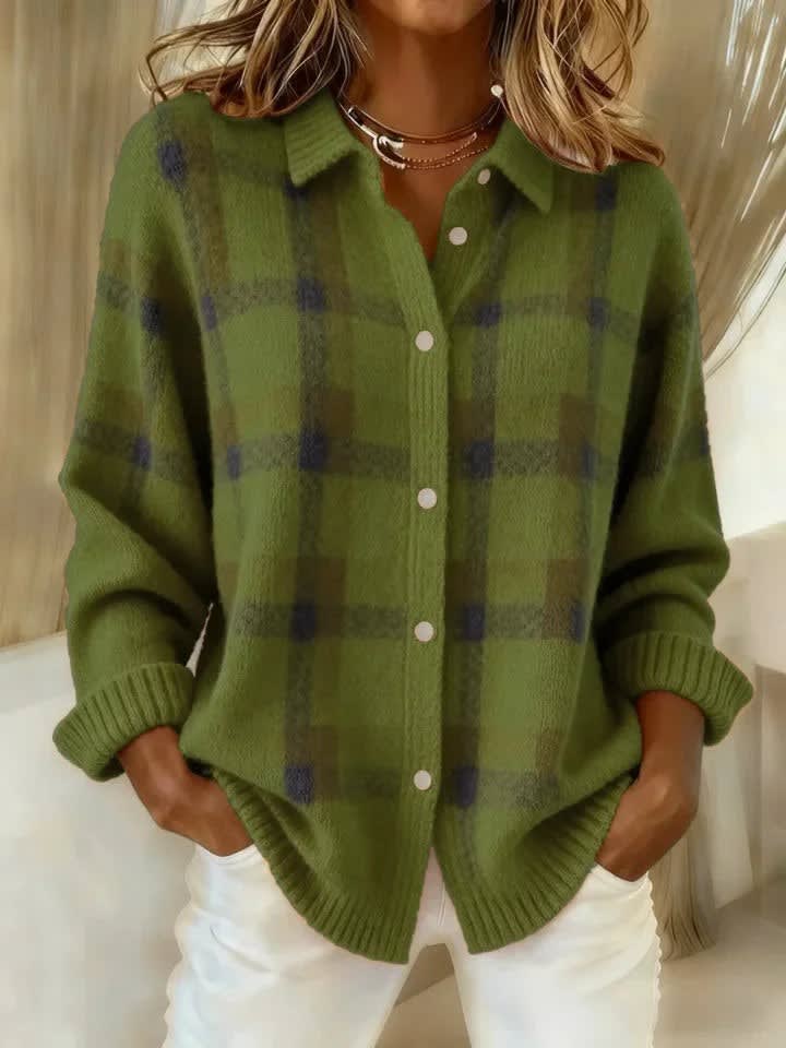 Women's Checked Knit Shirt Jacket | Vera_7