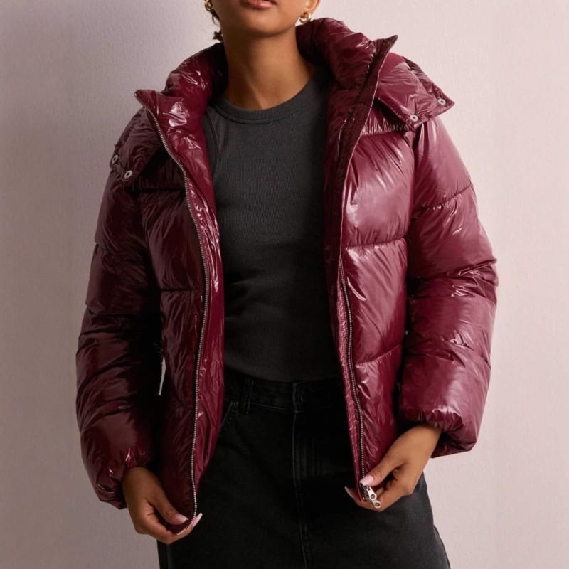Women's Glossy Hooded Puffer Jacket | Faye_1