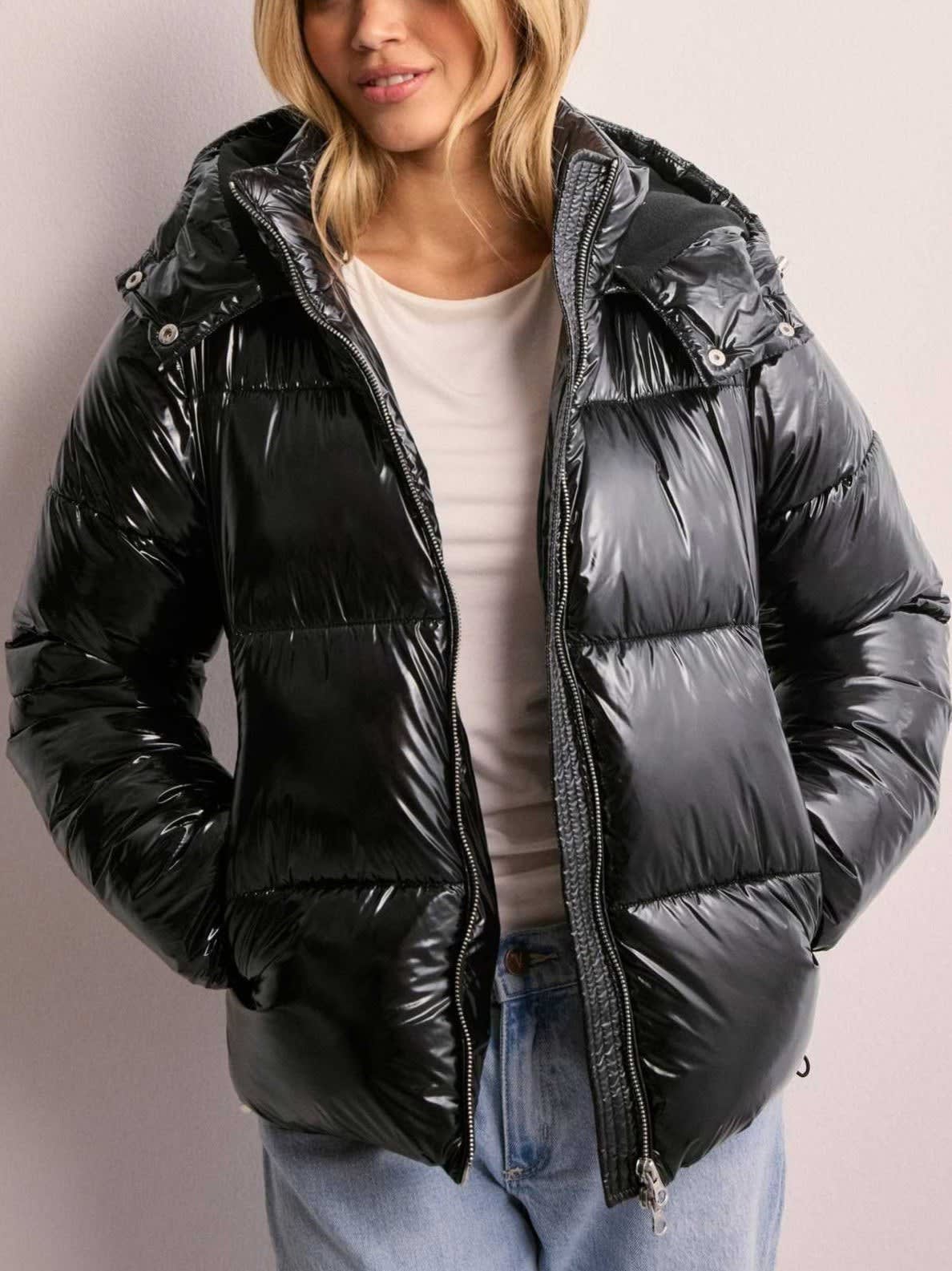 Women's Glossy Hooded Puffer Jacket | Faye_6