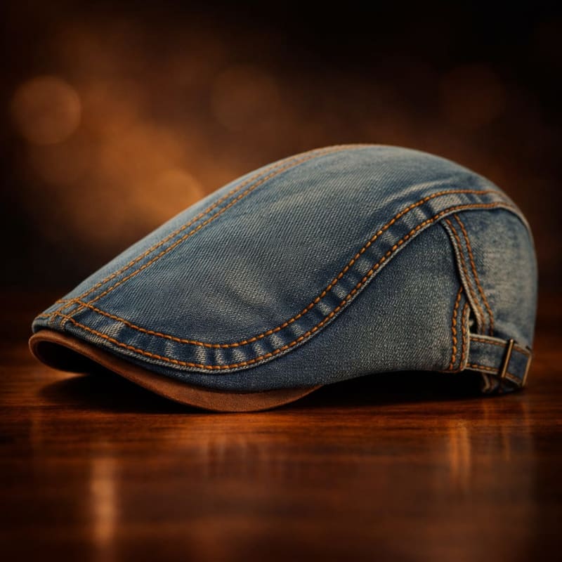 Men's Washed Denim Flat Cap | Gregor_1