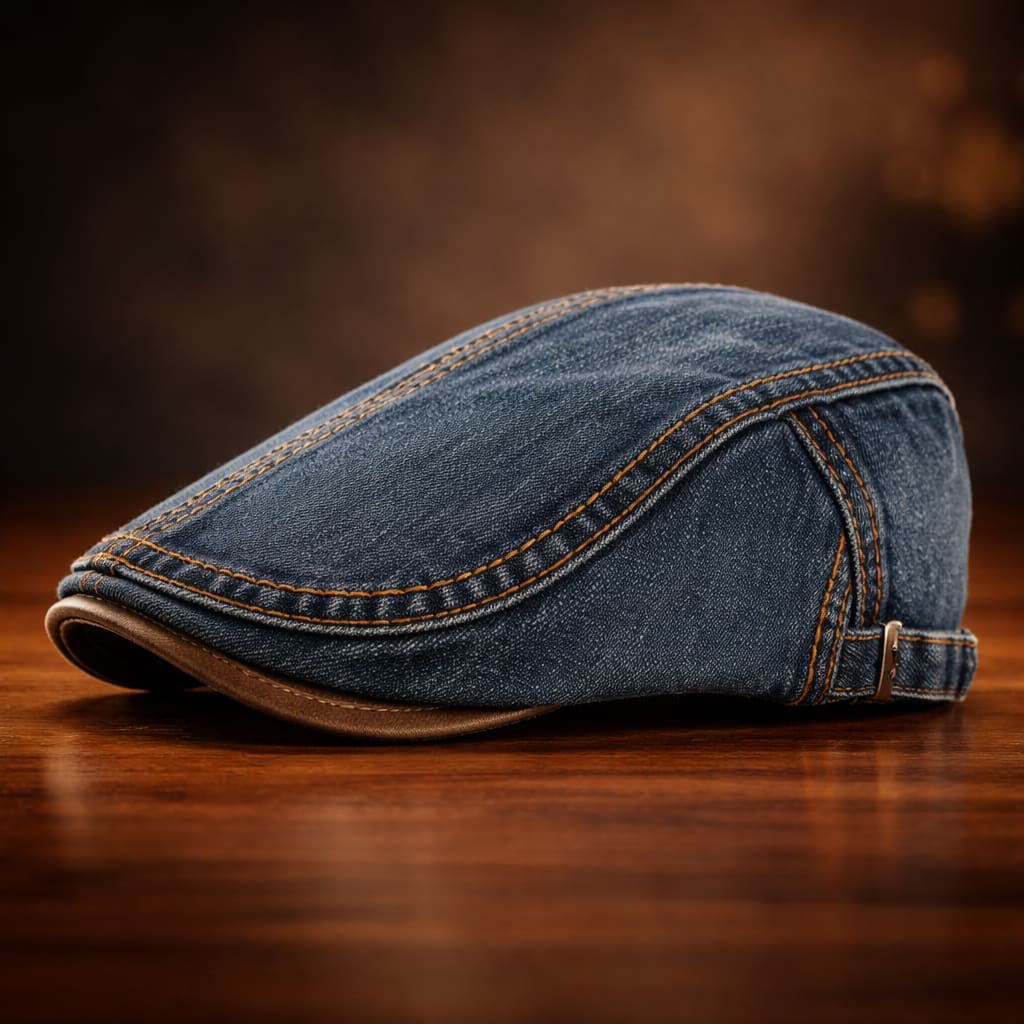 Men's Washed Denim Flat Cap | Gregor_2