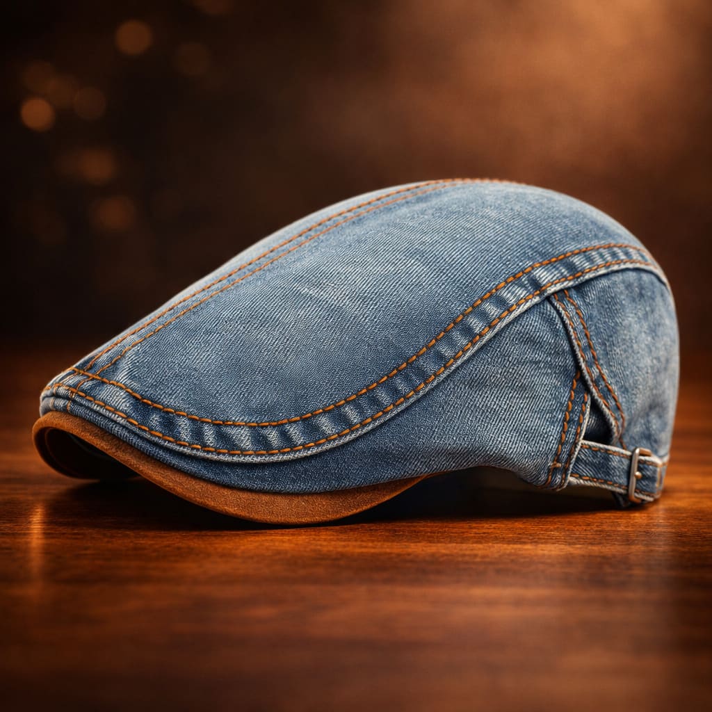 Men's Washed Denim Flat Cap | Gregor_3