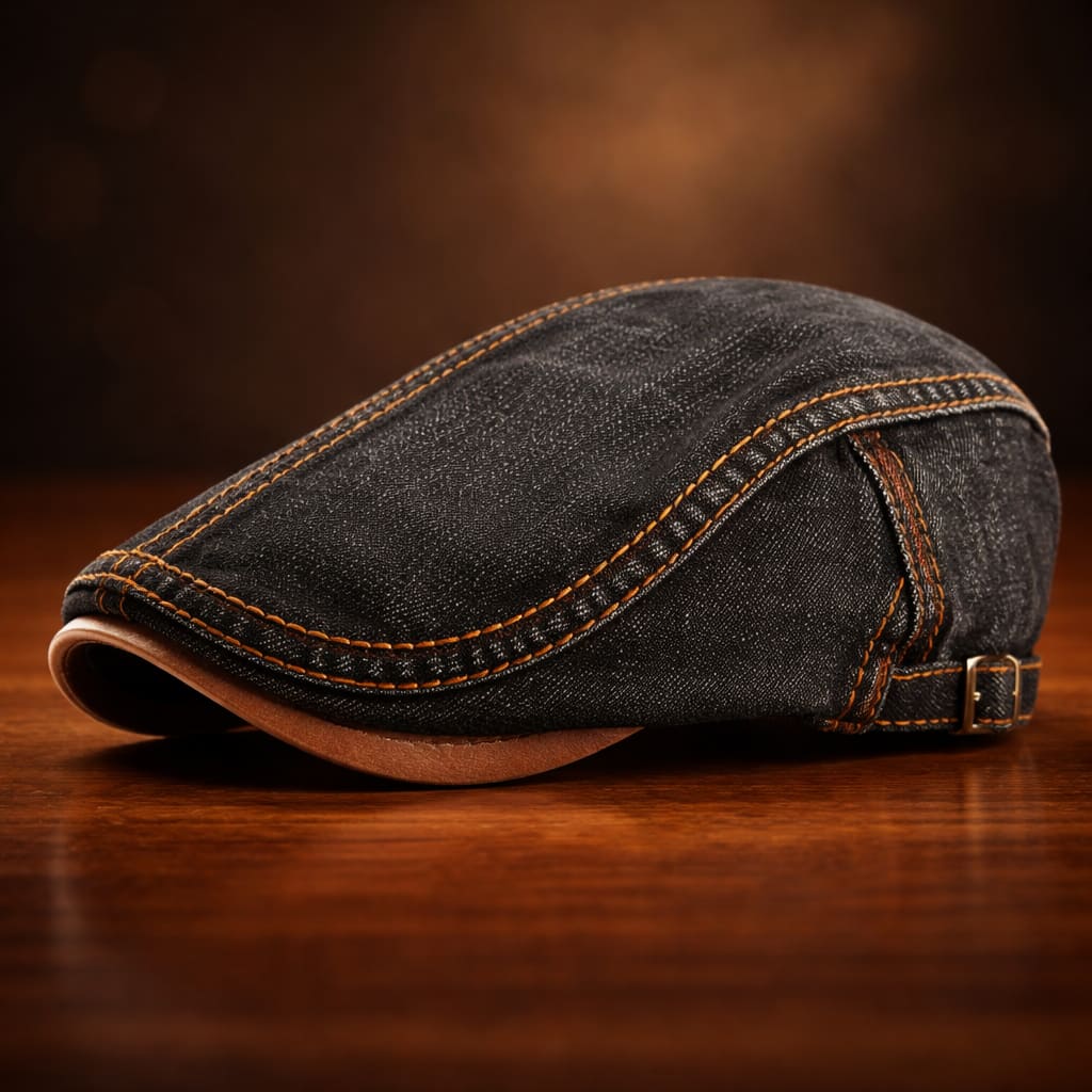 Men's Washed Denim Flat Cap | Gregor_5