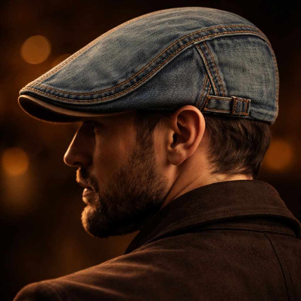 Men's Washed Denim Flat Cap | Gregor_6