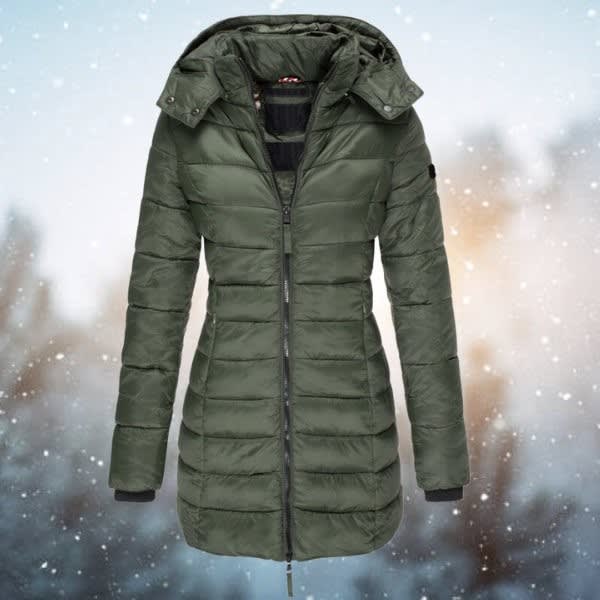 Women's Long Quilted Hooded Puffer Coat | Irene_3
