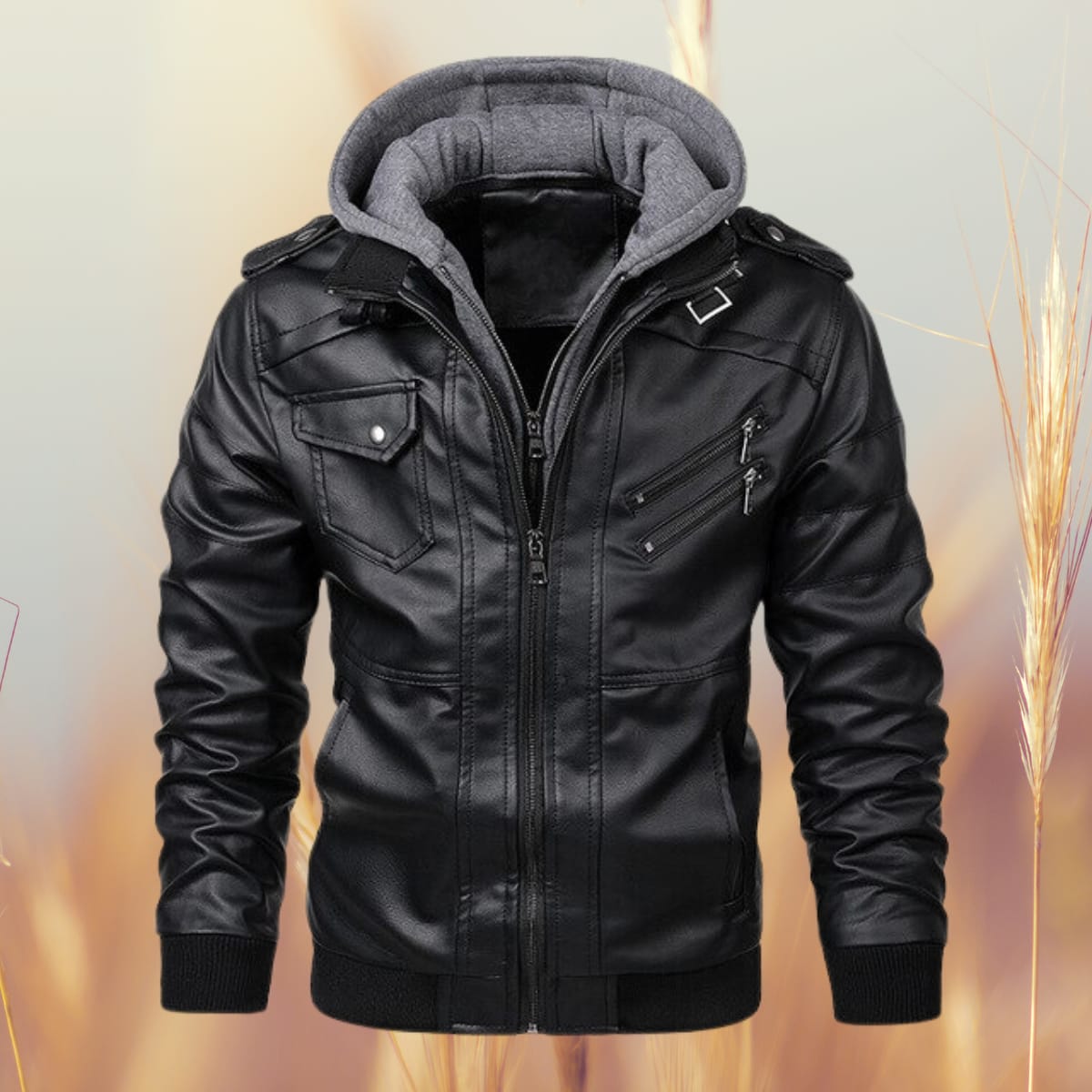 Men's Hooded Leather Biker Jacket | Wilfred_3